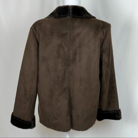 Essentials by Milano Vegan Suede & Fur Embroidered Coat NWOT Size L - Picture 6 of 12